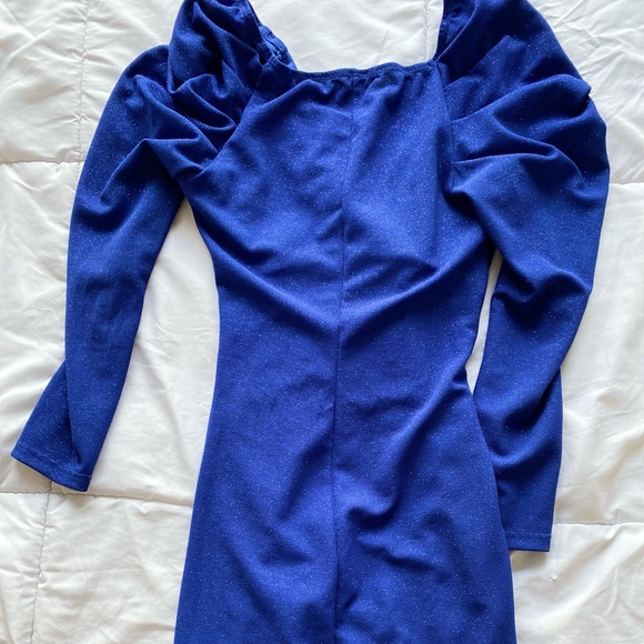 Fashion Nova Blue Sparkle Ruched Dress - Picture 3 of 7